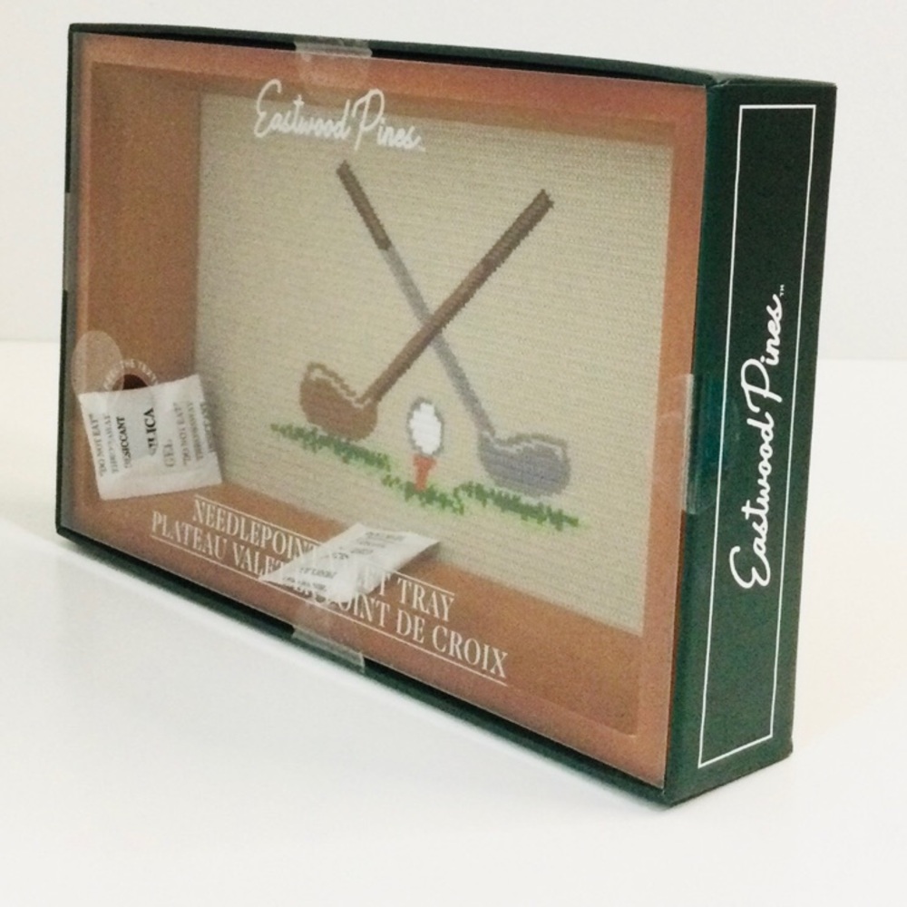NEW Eastwood Pines Golf Needlepoint Valet Tray - Picture 3 of 7